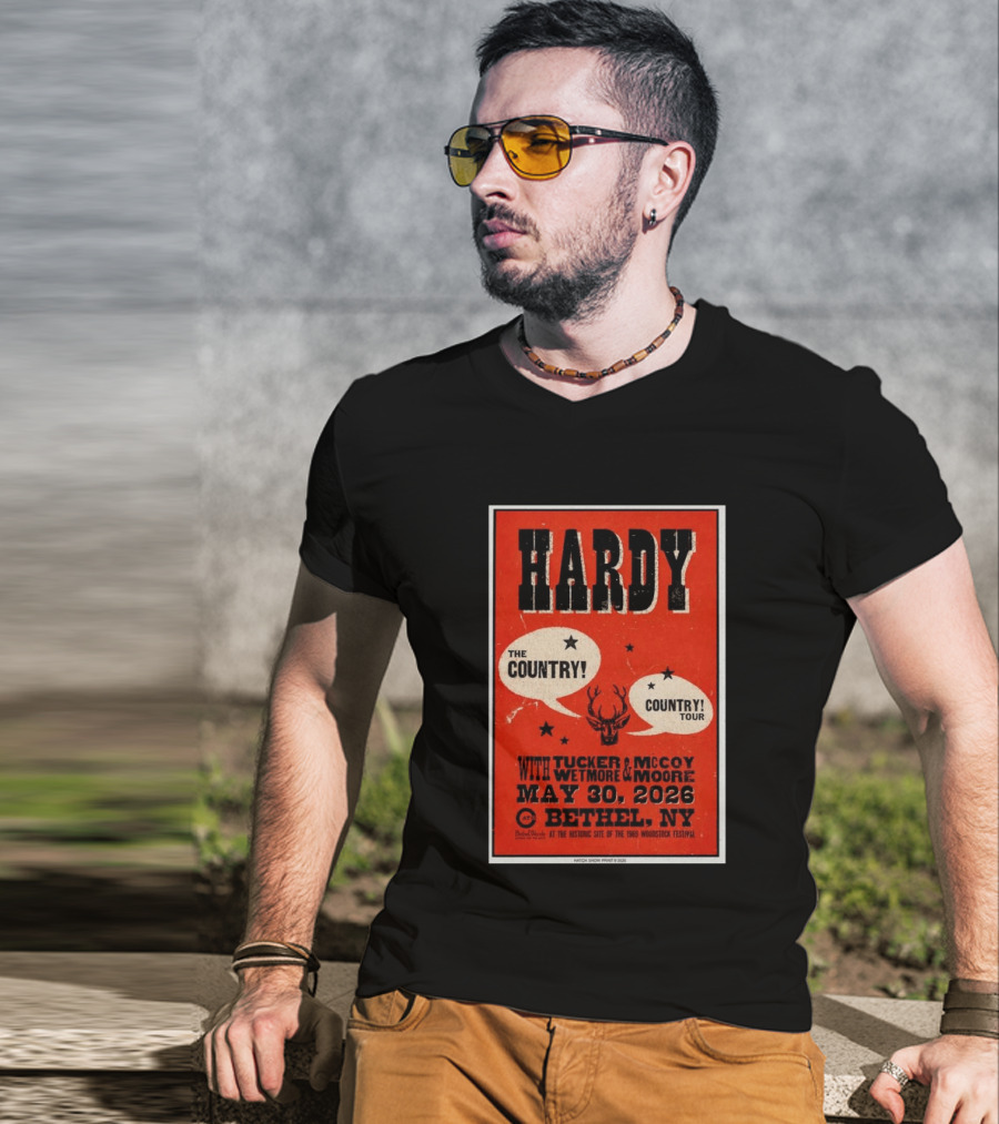 HARDY Country Tour Bethel NY May 30 2026 Woodstock Festival Tucker McCoy Wetmore Moore T-Shirt