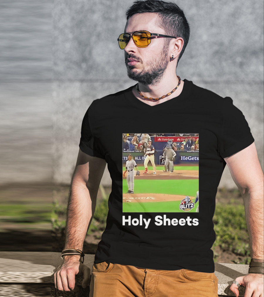 Mason Miller Holy Sheets Blitz Sports MLB HeGets State Farm Waffle Beanie T-Shirt