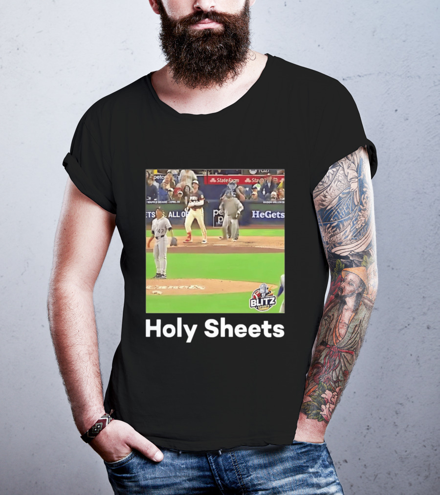 Mason Miller Holy Sheets Blitz Sports MLB HeGets State Farm Waffle Beanie T-Shirt