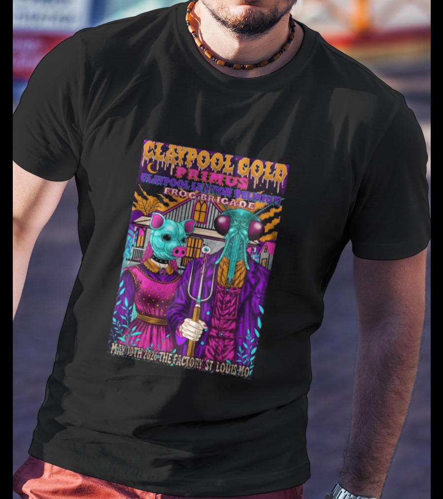 Claypool Cold Primus Claypool Lennon Delirium Frog Brigade May 30th 2026 The Factory St. Louis Mo T-Shirt