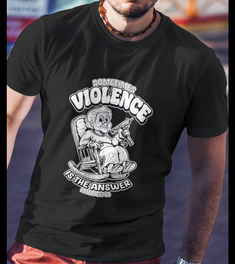 Grandma Sometimes Violence Is The Answer Retro Funny Guns T-Shirt