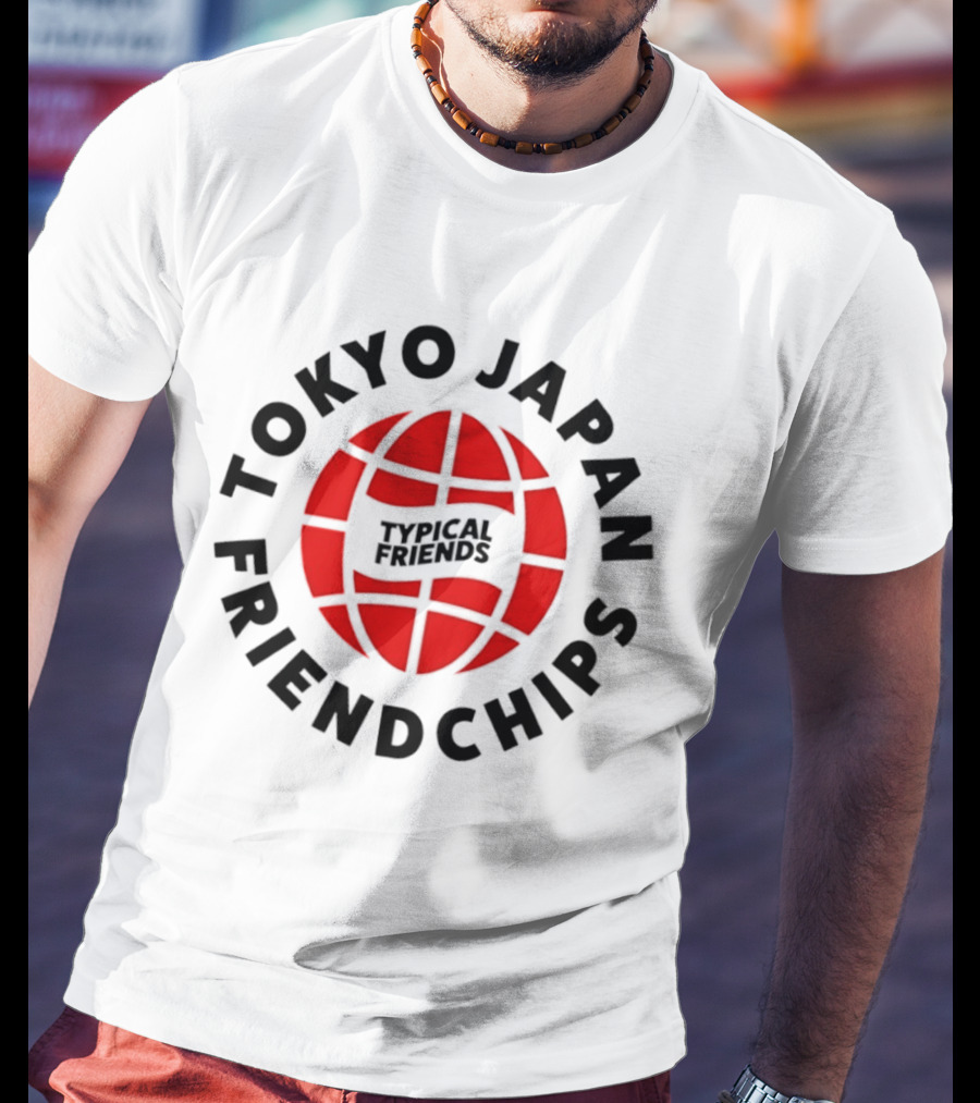 Tokyo Japan Friendchips Typical Friends Red Globe T-Shirt