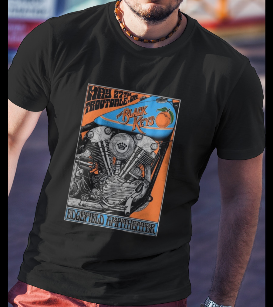May 27 Troutdale OR The Black Keys Motorcycle Edgefield Amphitheater T-Shirt