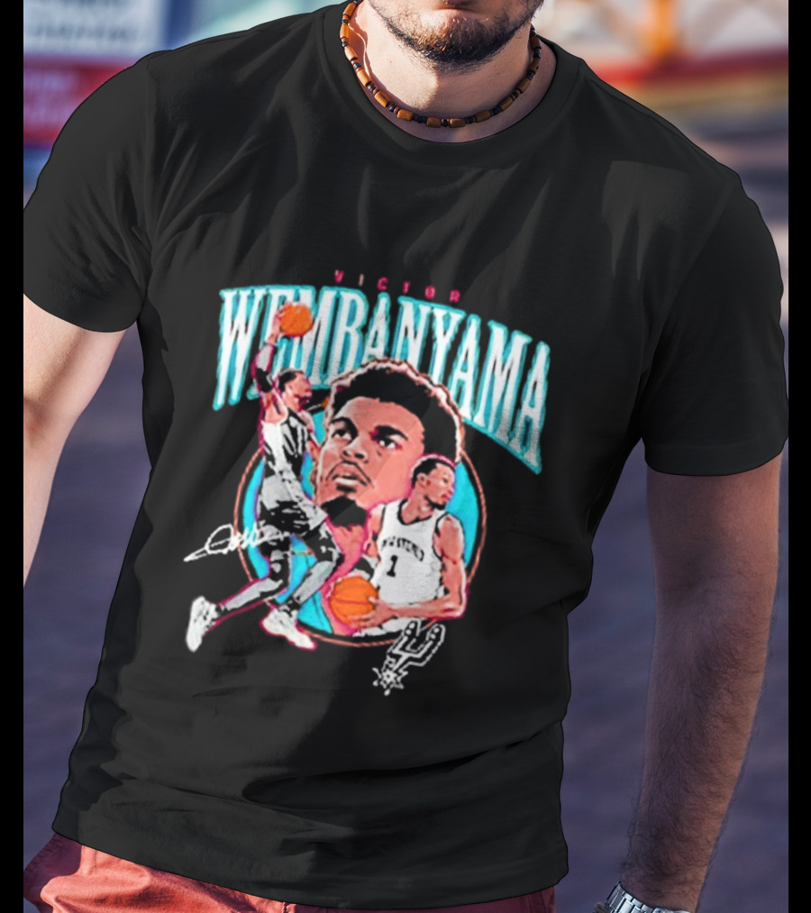 Victor Wembanyama San Antonio Spurs NBA Basketball Player Action Collage T-Shirt