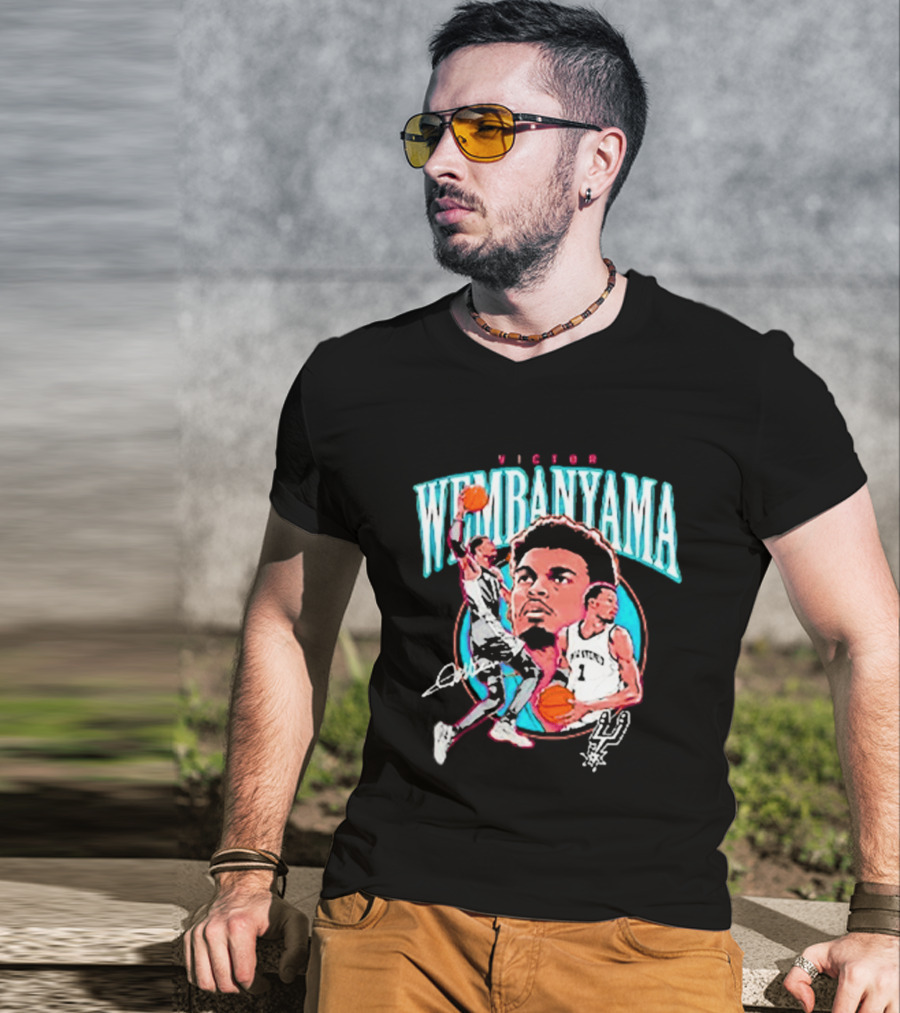 Victor Wembanyama San Antonio Spurs NBA Basketball Player Action Collage T-Shirt