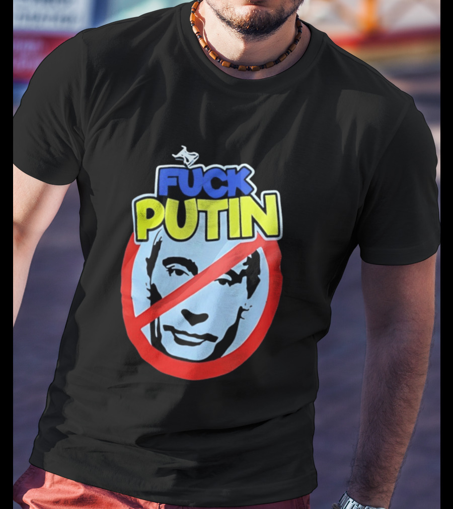 FUCK PUTIN Red Circle Icon With Blue And Yellow T-Shirt