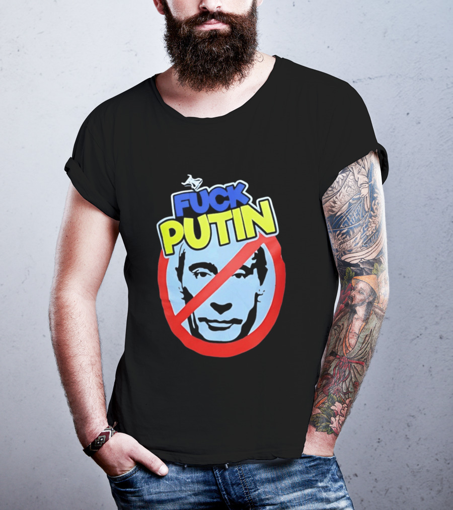 FUCK PUTIN Red Circle Icon With Blue And Yellow T-Shirt