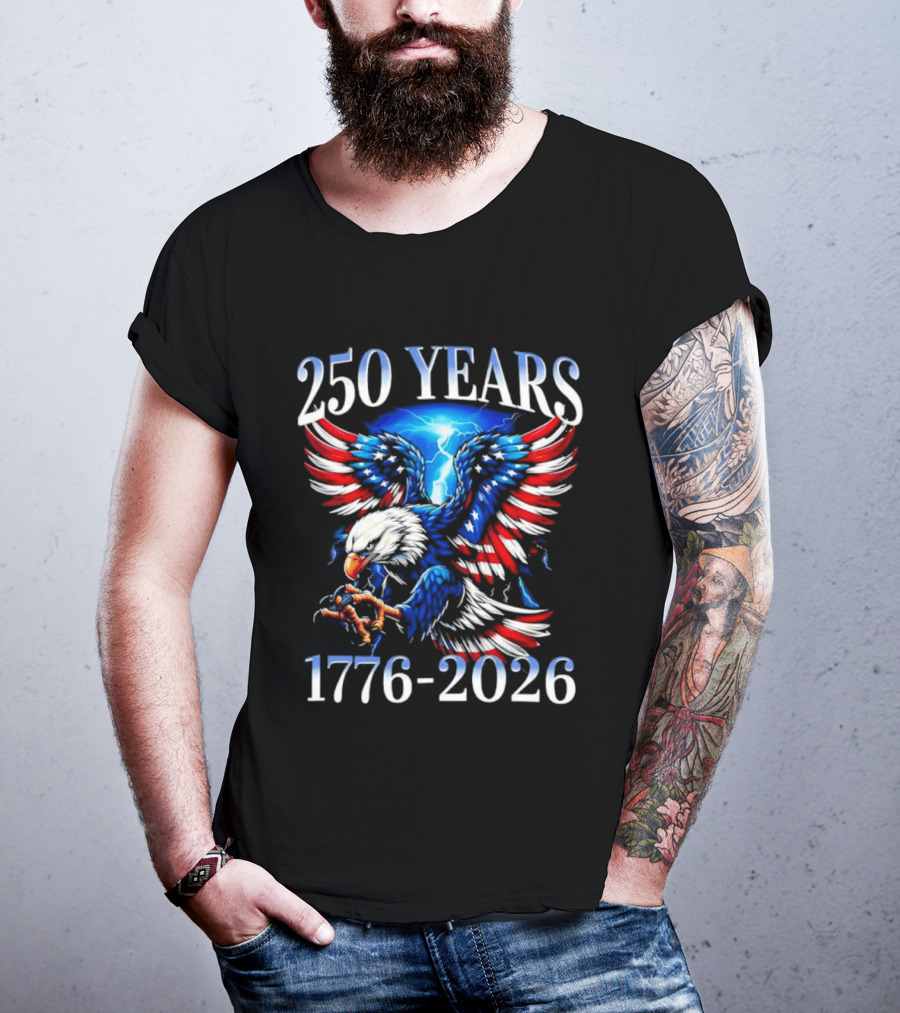 250 Years American Flag Bald Eagle 1776 2026 Anniversary T-Shirt