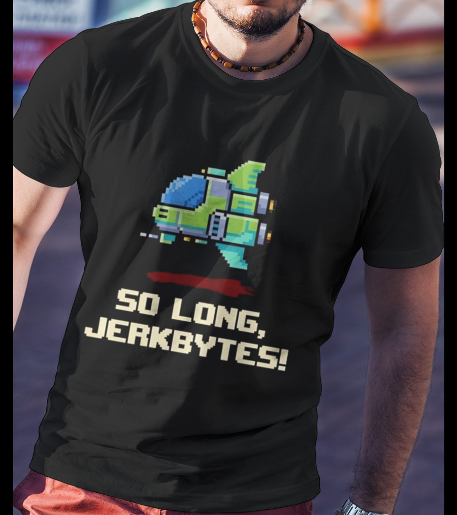 Pixel Spaceship So Long Jerkbytes Retro Sci Fi 8 Bit T-Shirt