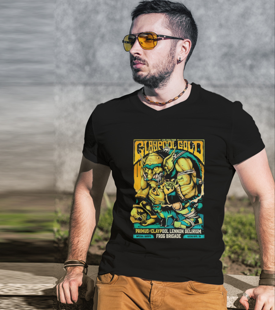 Primus Claypool Lennon Delirium Frog Brigade Crypto Gold Monster T-Shirt