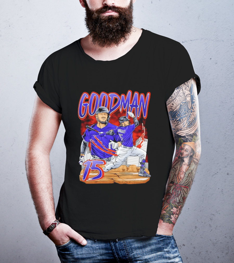 Goodman 15 Colorado Rockies Baseball Player Dynamic T-Shirt