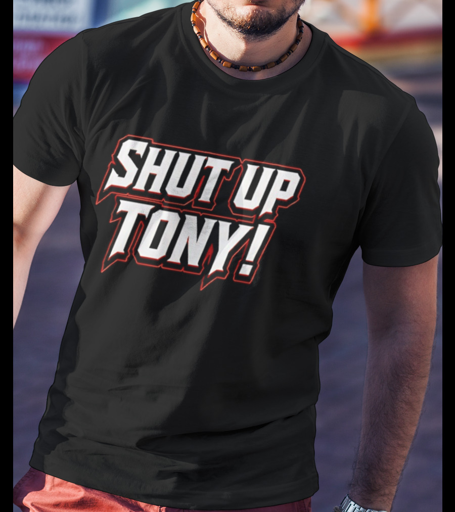 SHUT UP TONY! Bold White Red Comic Book Font T-Shirt