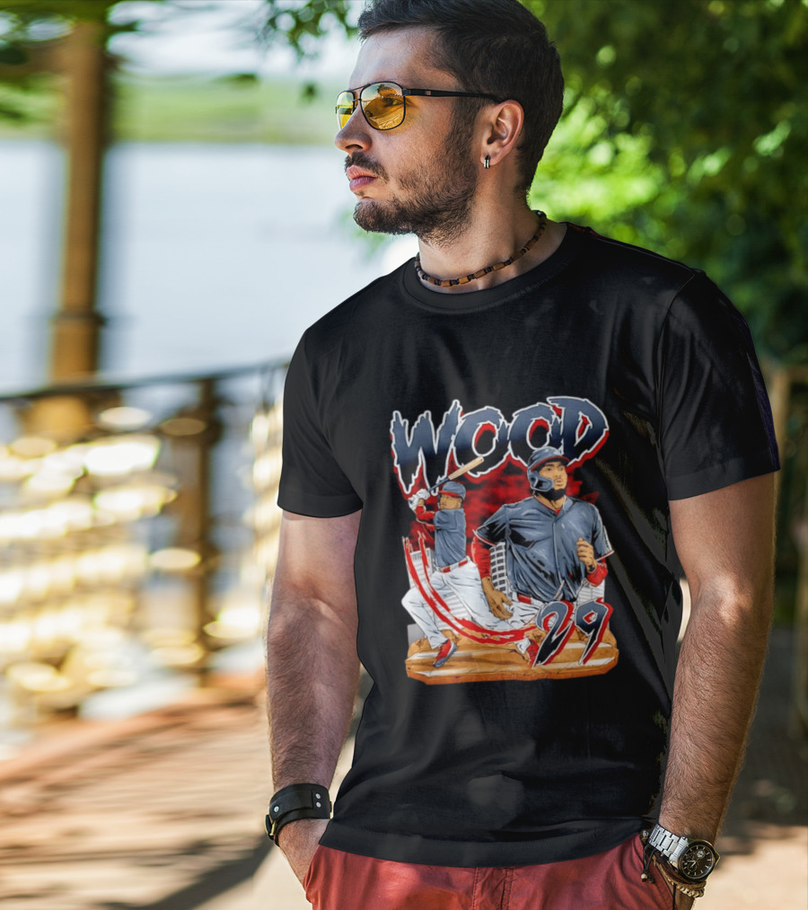 Wood 29 Washington Baseball Player Action T-Shirt