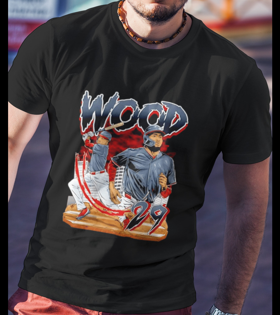 Wood 29 Washington Baseball Player Action T-Shirt