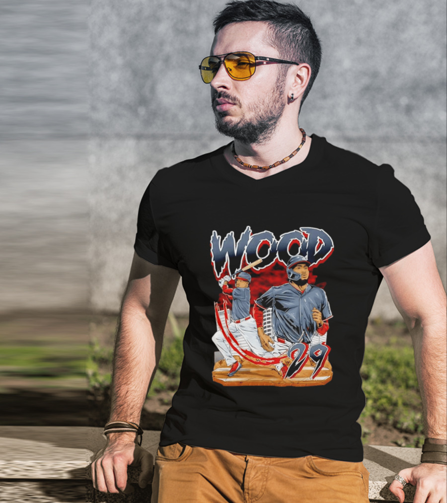 Wood 29 Washington Baseball Player Action T-Shirt