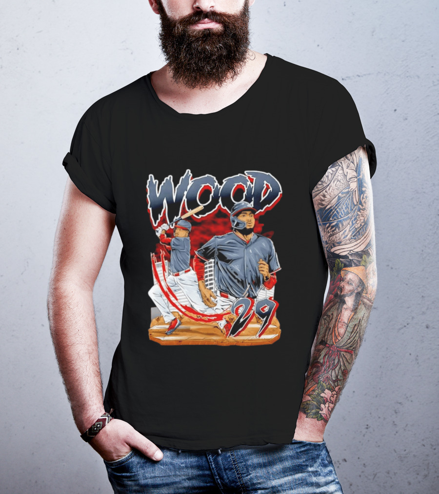 Wood 29 Washington Baseball Player Action T-Shirt