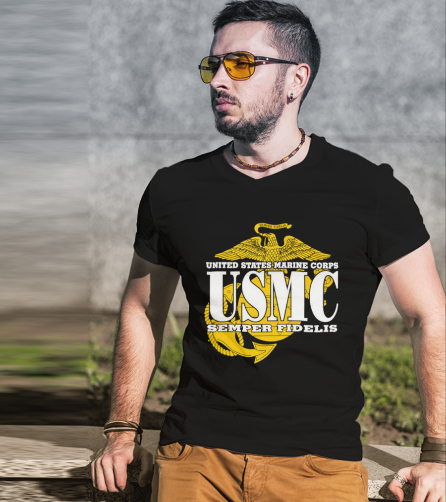 United States Marine Corps USMC Semper Fidelis Eagle Globe Anchor T-Shirt