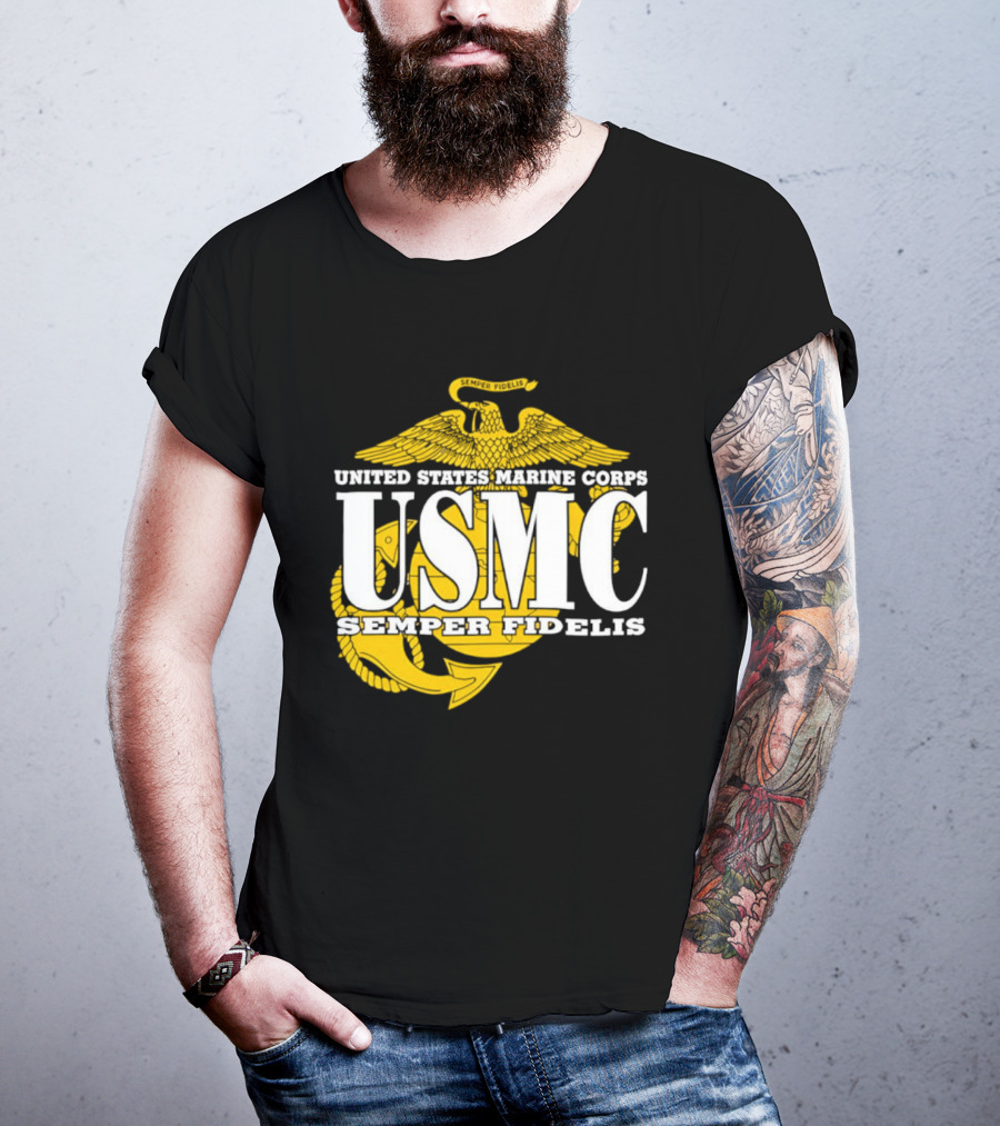 United States Marine Corps USMC Semper Fidelis Eagle Globe Anchor T-Shirt