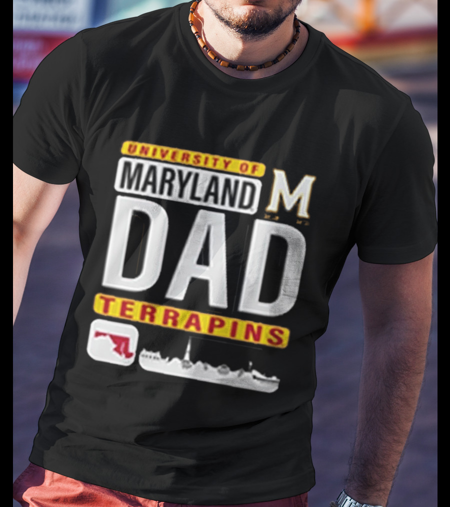 University Of Maryland Terrapins Dad With State Outline And Script T-Shirt
