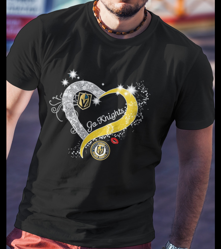 Vegas Golden Knights NHL Heart Emblem Go Knights T-Shirt
