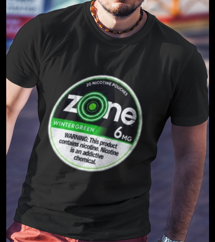 20 Nicotine Pouches Zone Wintergreen 6mg Warning Contains Nicotine T-Shirt