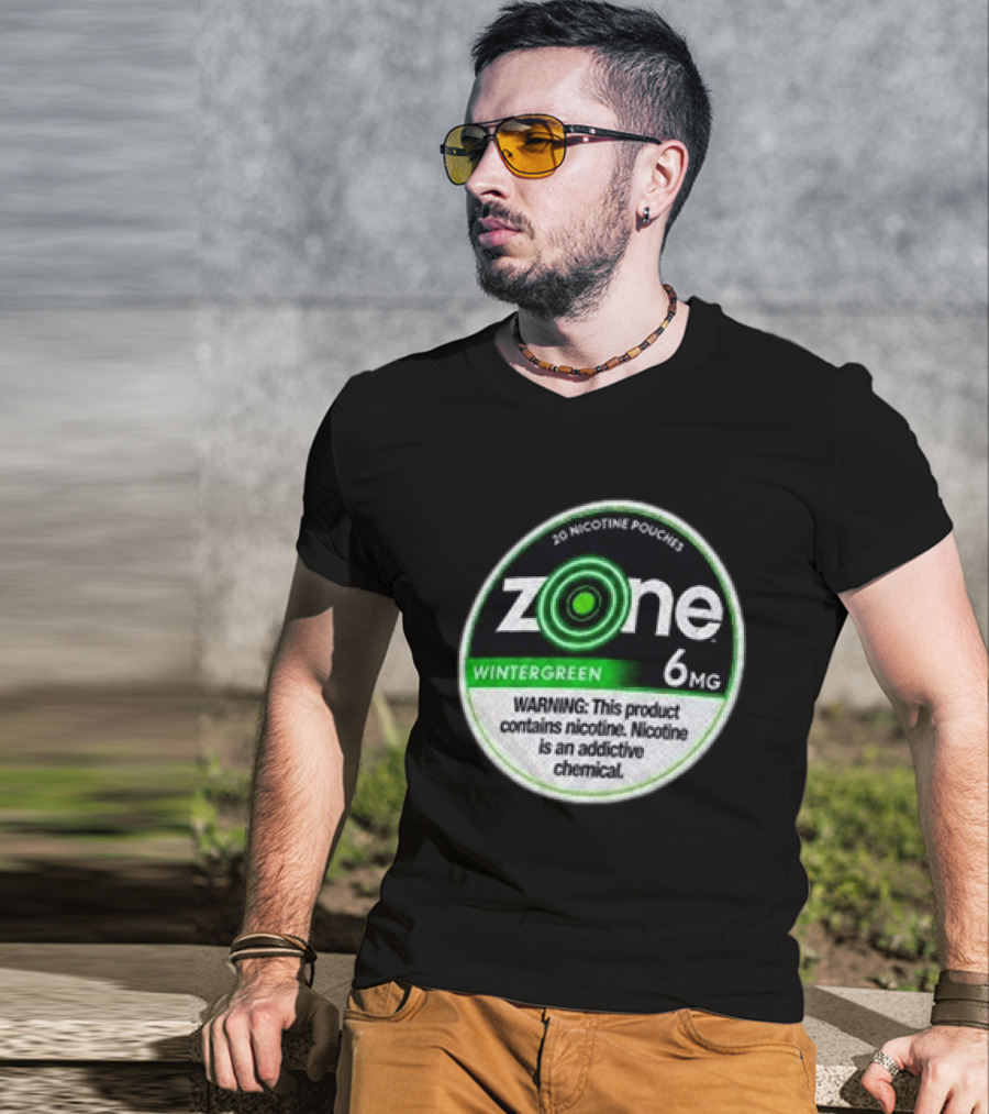 20 Nicotine Pouches Zone Wintergreen 6mg Warning Contains Nicotine T-Shirt