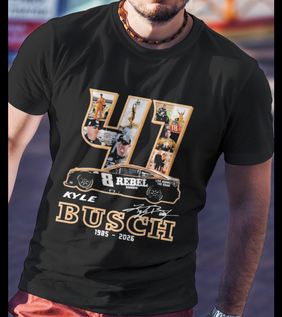 41 Kyle Busch 1985 2026 Rebel Bourbon Live Against The Grain T-Shirt