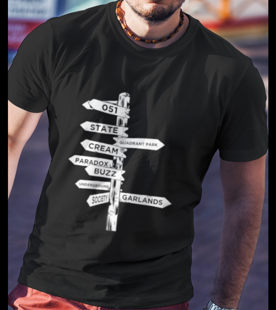 Music Matters Clubland 051 State Quadrant Park Cream Para Dox Buzz Underground Society Garlands T-Shirt