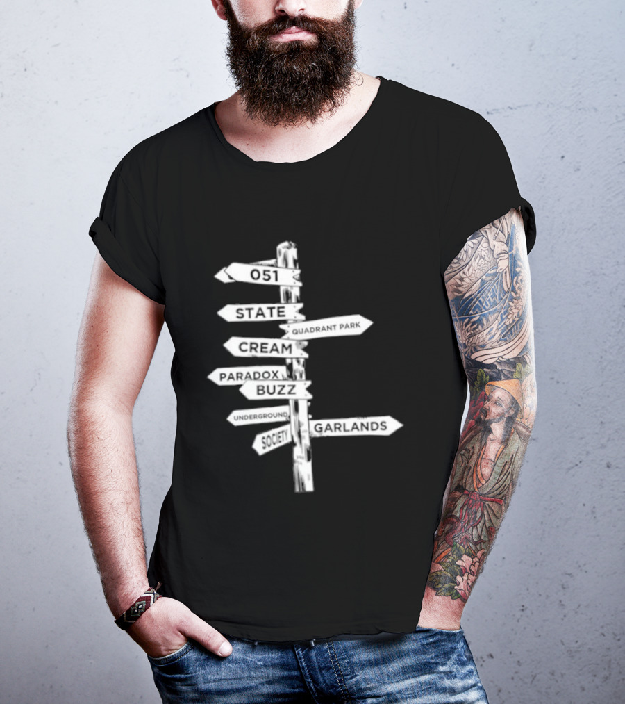 Music Matters Clubland 051 State Quadrant Park Cream Para Dox Buzz Underground Society Garlands T-Shirt
