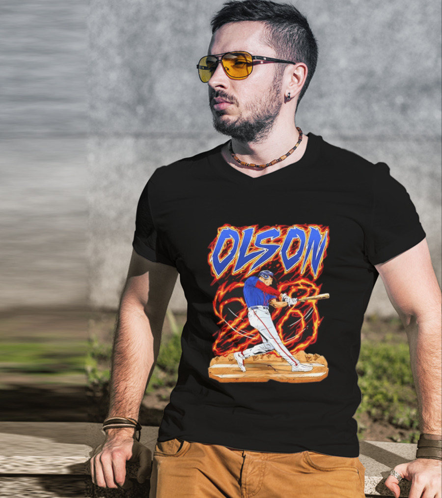 Olson Baseball Player Batting With Intense Flame T-Shirt