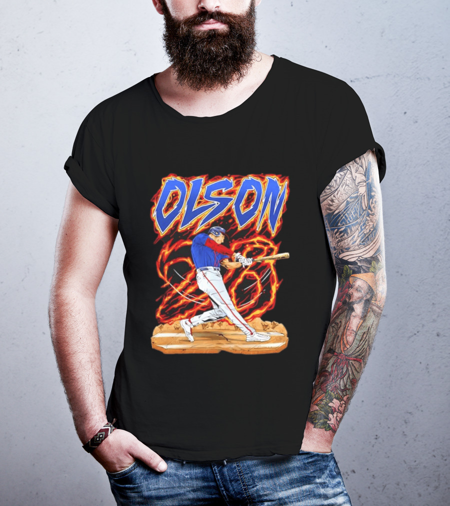 Olson Baseball Player Batting With Intense Flame T-Shirt