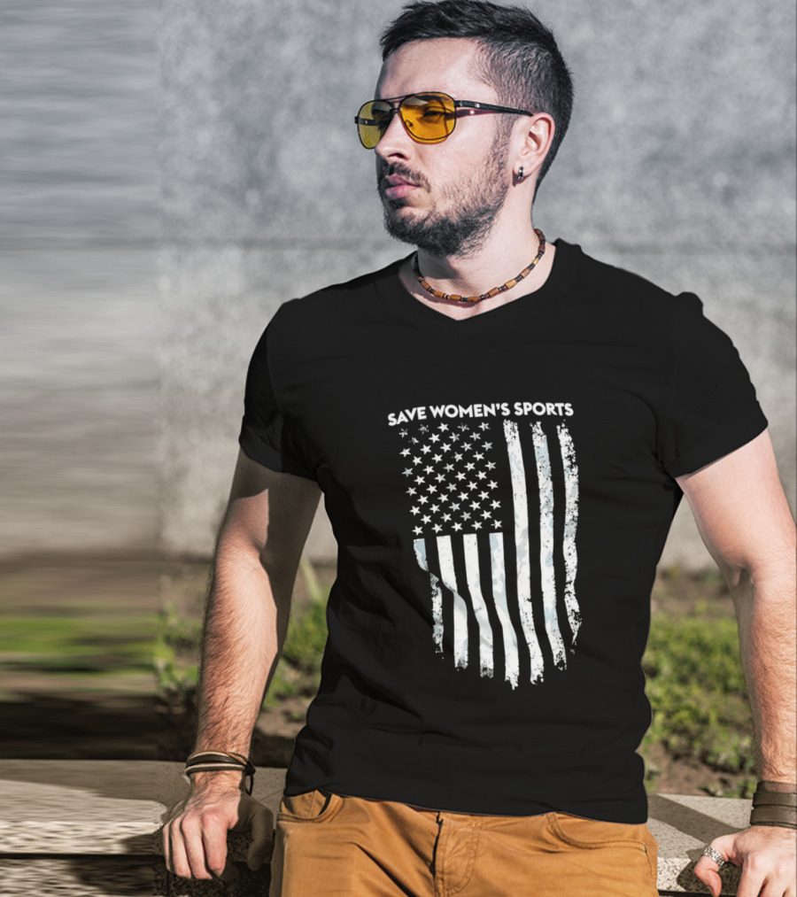 Save Women's Sports American Flag Stars And Stripes T-Shirt