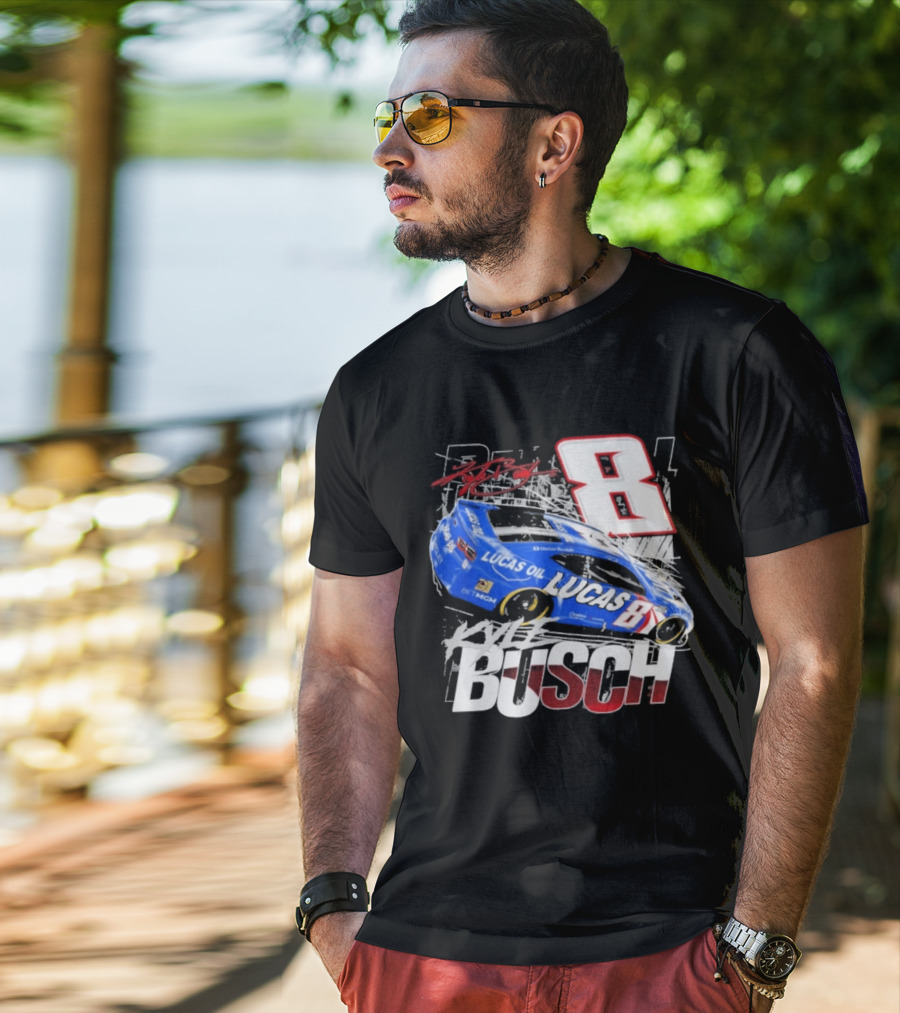 Kyle Busch Lucas Oil #8 Racing Car Red 2 Spot T-Shirt