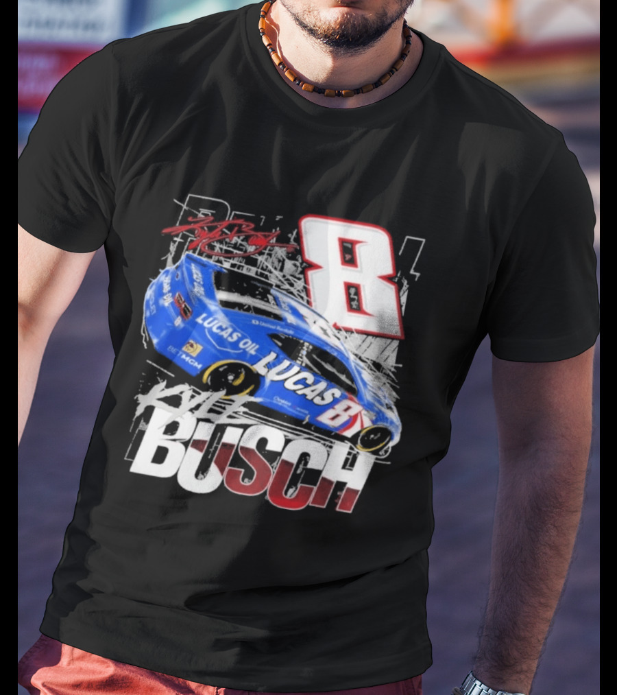 Kyle Busch Lucas Oil #8 Racing Car Red 2 Spot T-Shirt