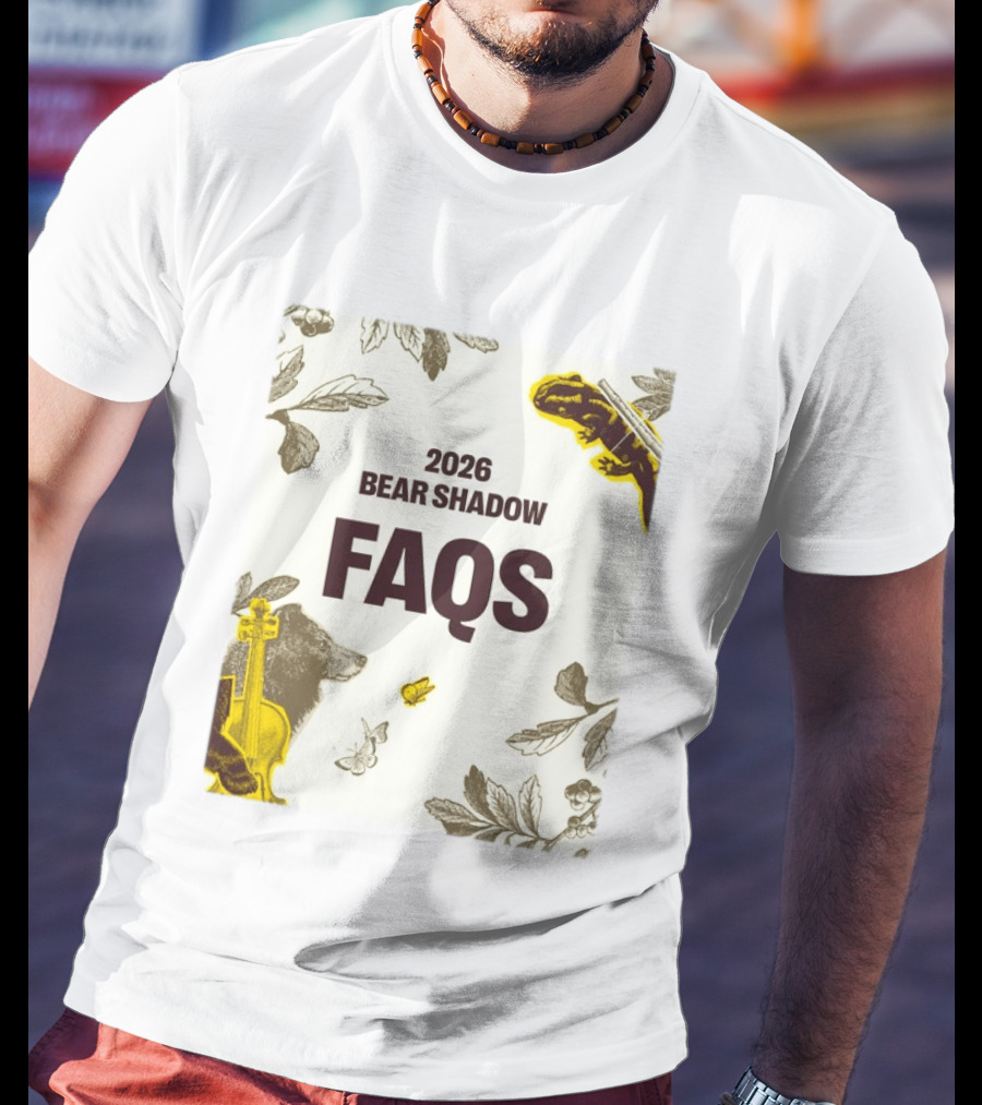2026 Bear Shadow FAQs Music Festival Forest Animals Instruments T-Shirt