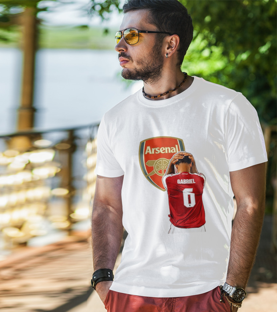 Gabriel Magalhaes Arsenal Jersey Number 6 Premier League T-Shirt