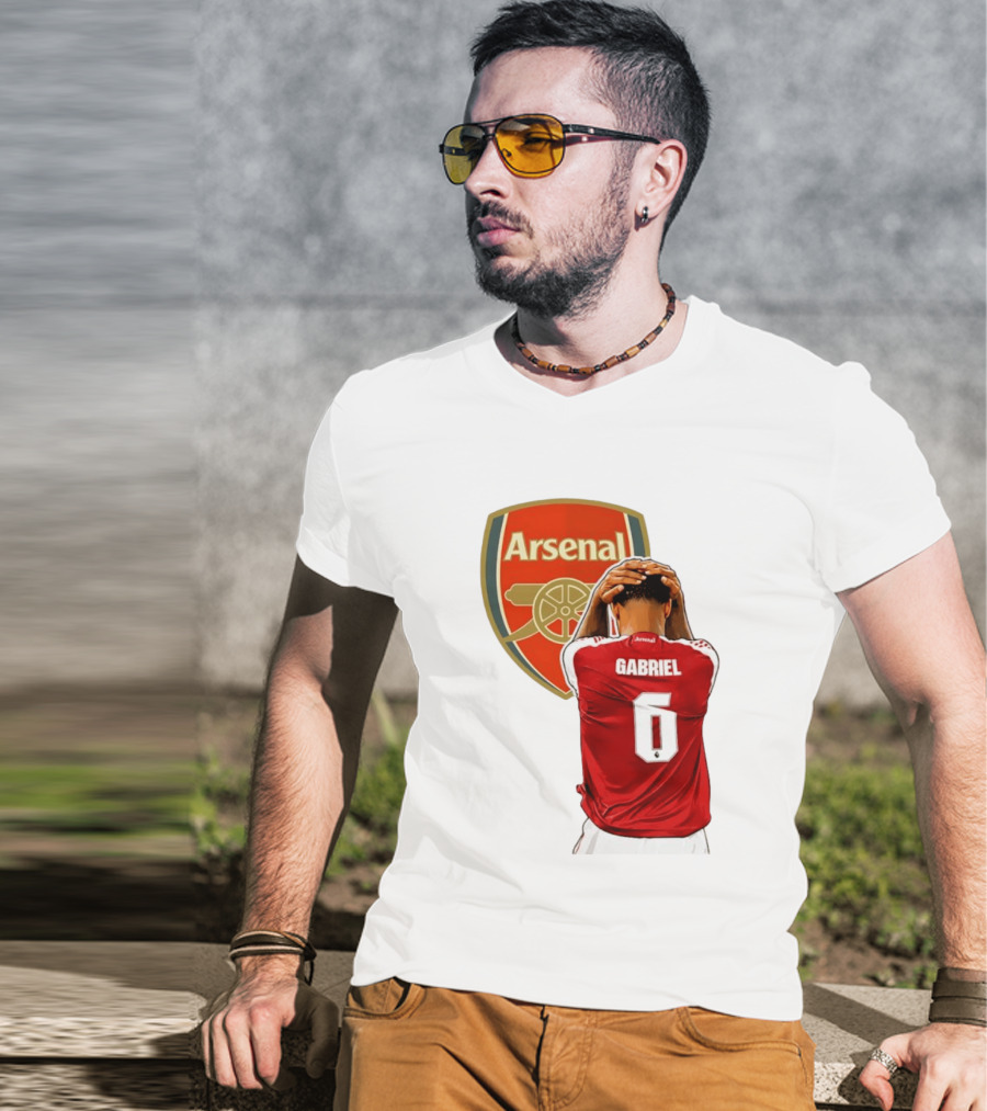 Gabriel Magalhaes Arsenal Jersey Number 6 Premier League T-Shirt