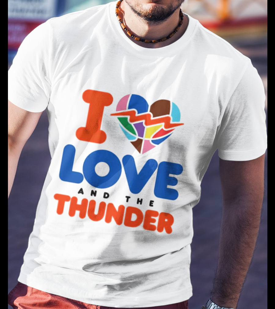 I Love Thunder Heart Color Block T-Shirt