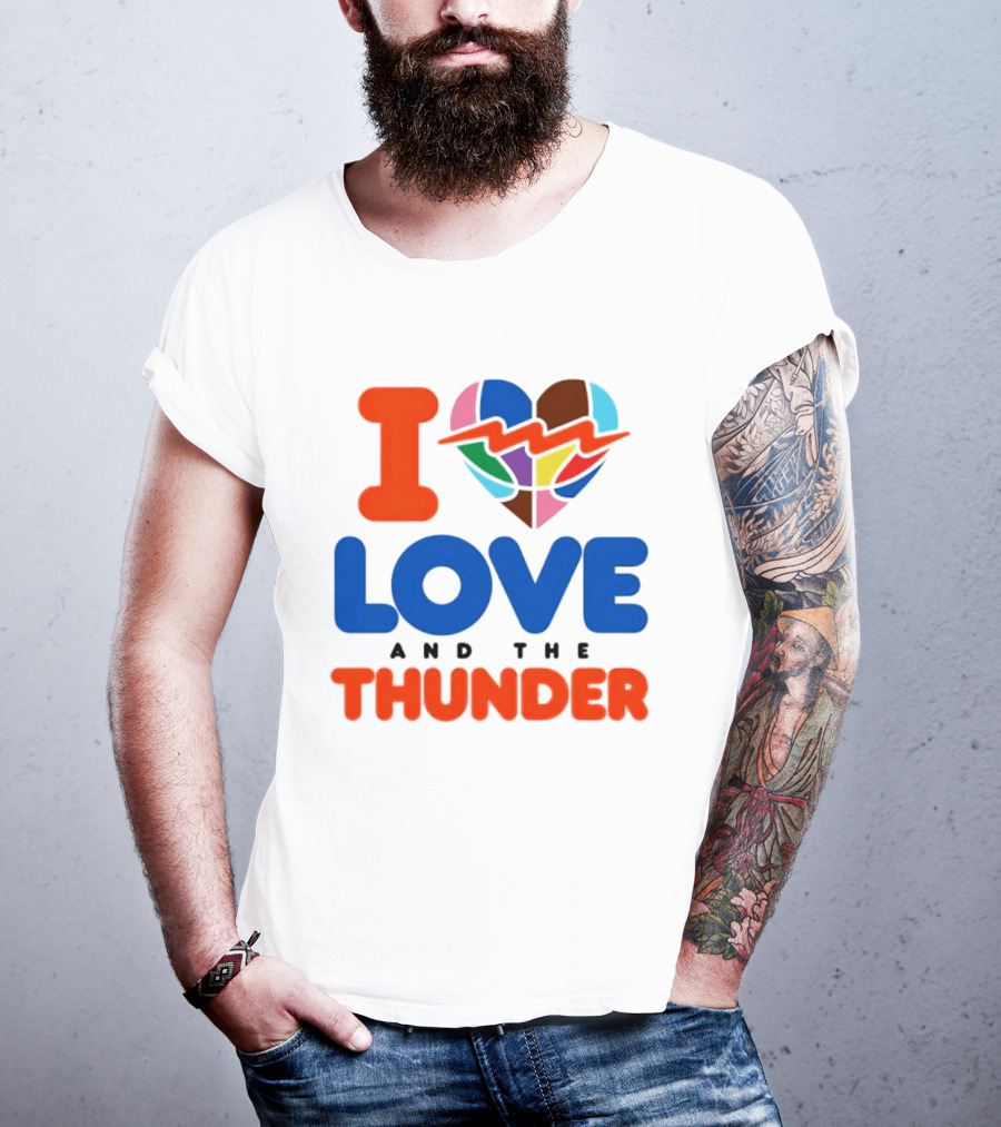 I Love Thunder Heart Color Block T-Shirt