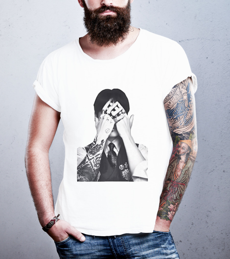 Jungkook BTS Tattoo Hands Rings Black And White Aesthetic T-Shirt