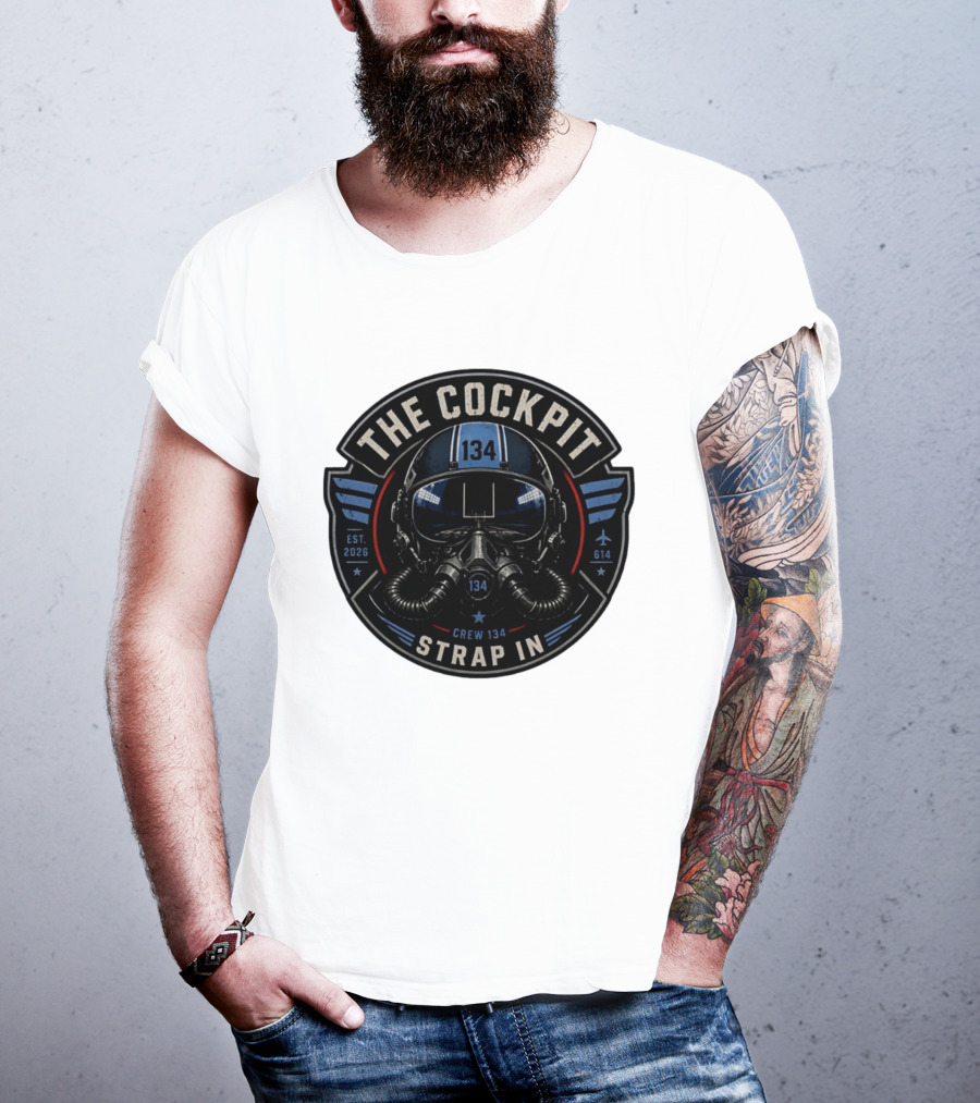 The Cockpit Strap In Crew 134 Football Helmet Est 2026 134 614 T-Shirt