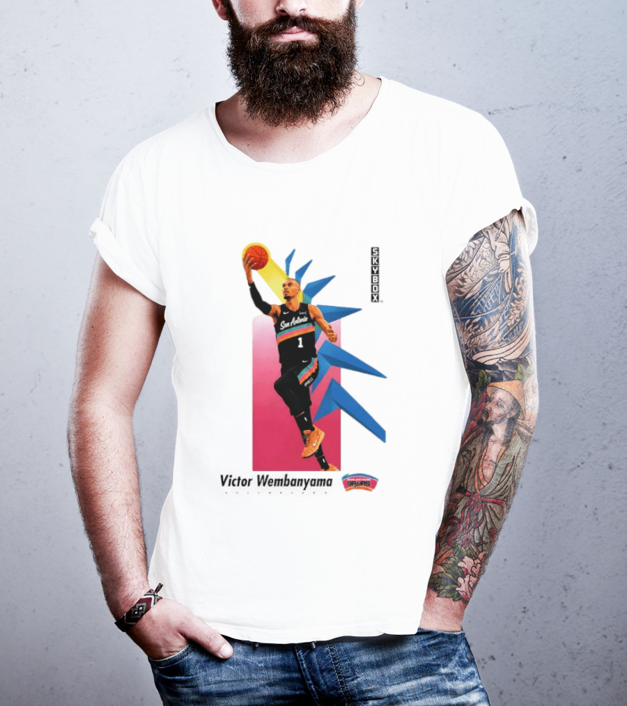 Victor Wembanyama San Antonio Spurs Basketball NBA Skybox 90s Retro Dunking Action T-Shirt