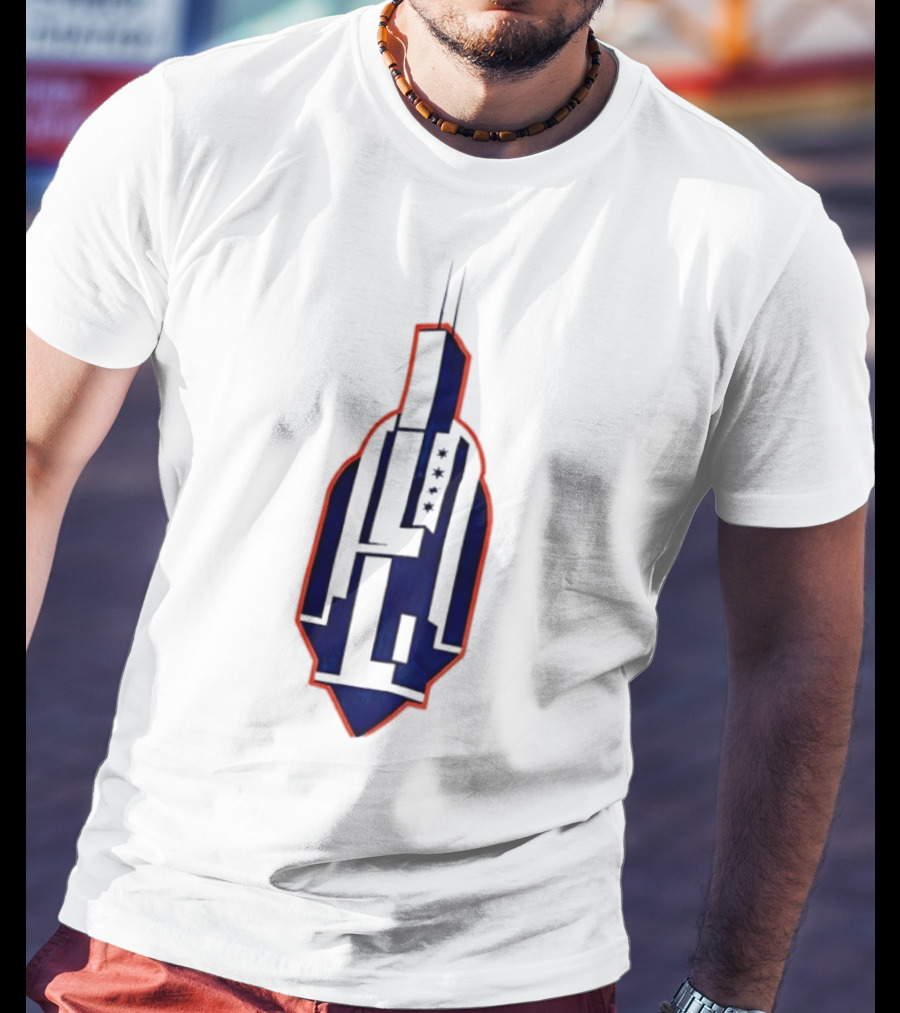 Chicago Skyline Willis Tower Symbol With Flag Stars T-Shirt