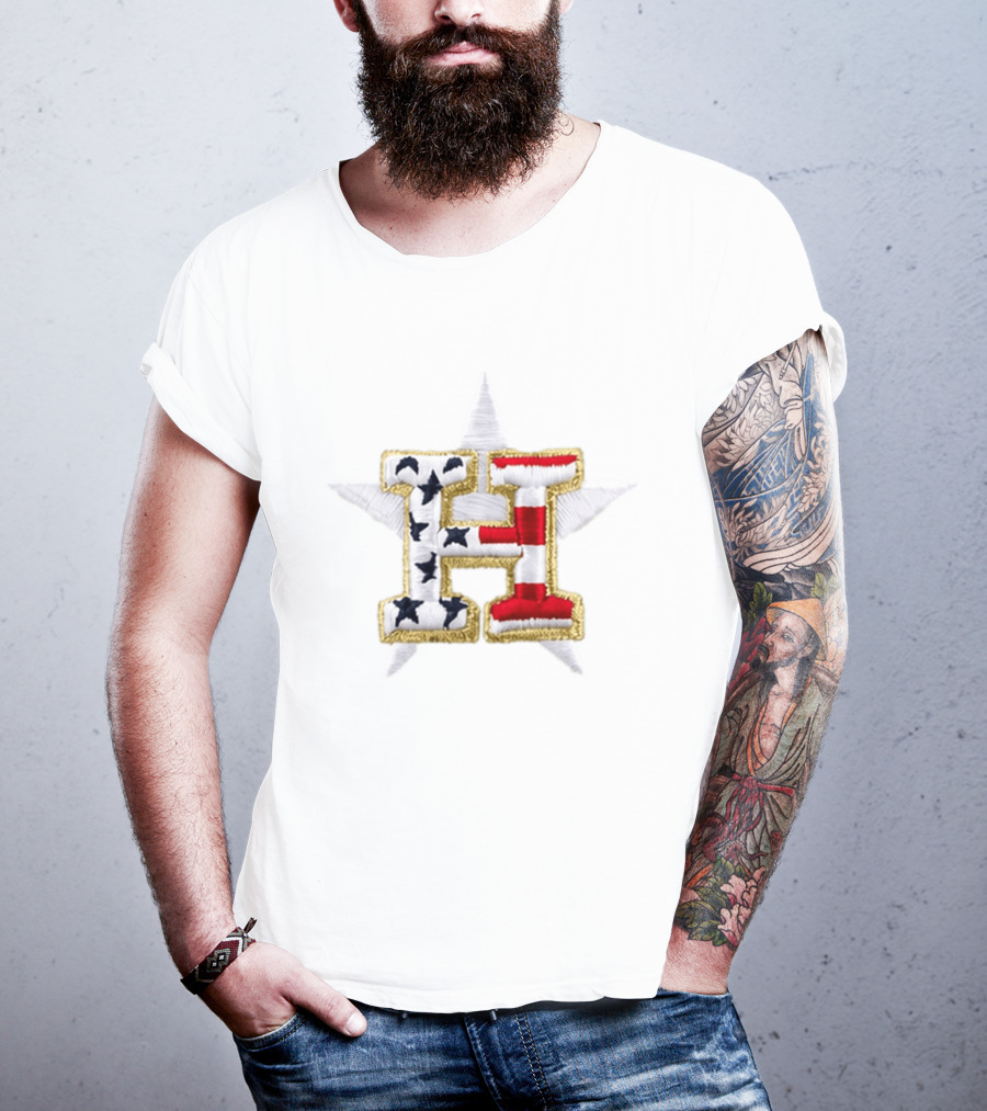 America 250th Astros Stars Stripes Patriotic Hat T-Shirt