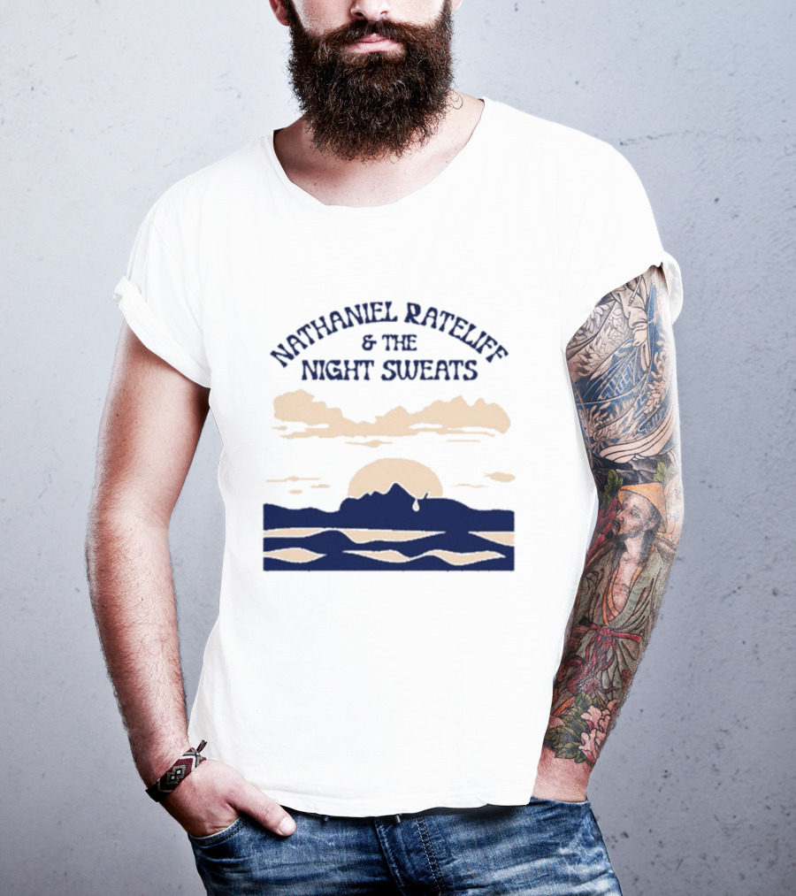 Nathaniel Rateliff & The Night Sweats Sunset Clouds And Mountain River Scene T-Shirt