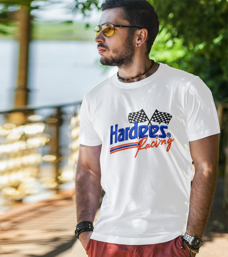Bubba Wallace Hardee's Racing Hat Checkered Flags T-Shirt