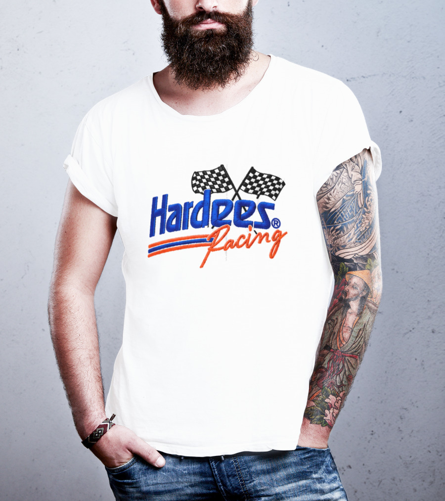 Bubba Wallace Hardee's Racing Hat Checkered Flags T-Shirt