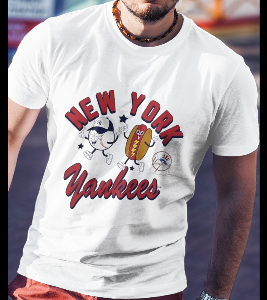 New York Yankees Baseball Hot Dog Snack Mascots Fun T-Shirt