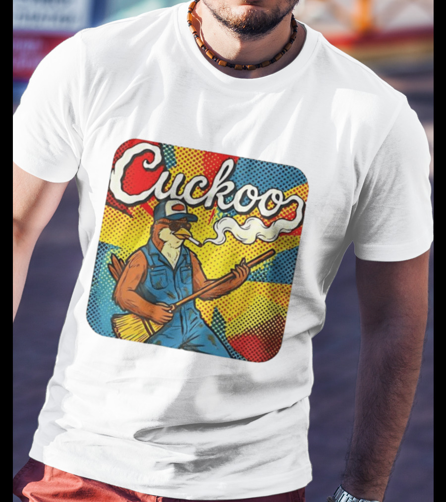 Cuckoo Smoking Bird In Sunglasses Retro Pop T-Shirt