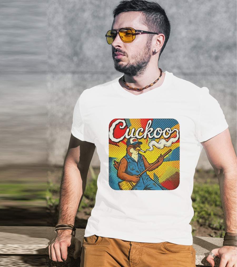 Cuckoo Smoking Bird In Sunglasses Retro Pop T-Shirt